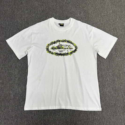 Neon Green Graphic Print White T-Shirt Unisex Streetwear Casual Short Sleeve Tee