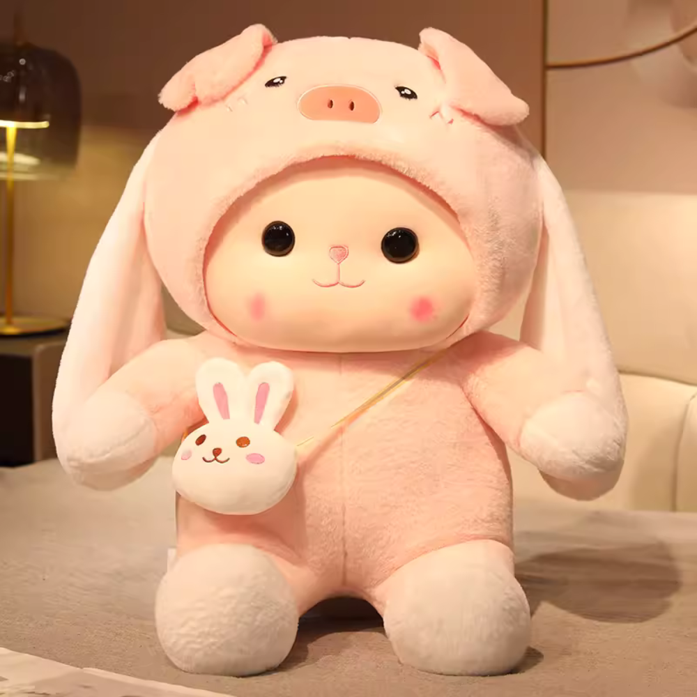 Cute Kawaii Adorable Bunny Plush Toy, Huggable Pillow, Soft Stuffed Animal, Girl's Bed Sleeping Support, Doll, Birthday Gift for Girls. PN5005