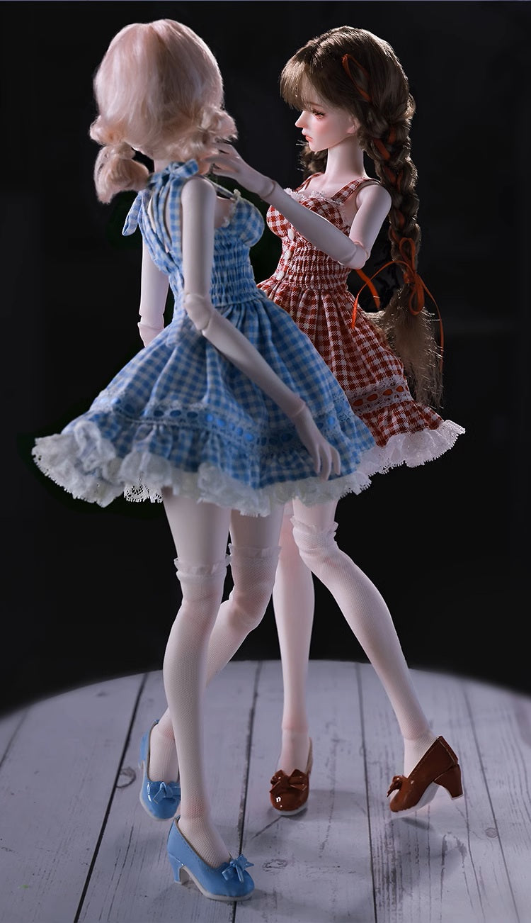 BJD Doll – U1260 Carmen (Xiao Ka) Girl in Plaid Lace Trim Dress | Poseable Jointed BJD Doll | Gift |  1/4 Scale