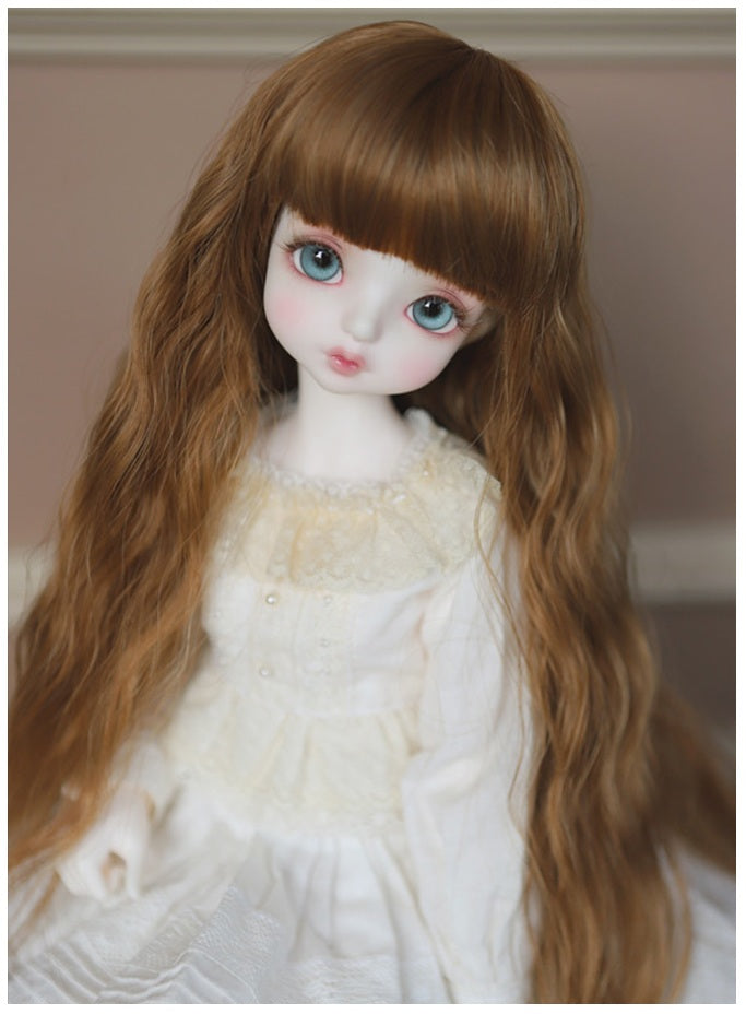 BJD [Doll Wig]- U1247  [not sold separately] -Dark Brown Curly Hair, Long Hair, Noodle Curls, High-Temperature Fiber Wig- 1/4 and 1/6 Scale