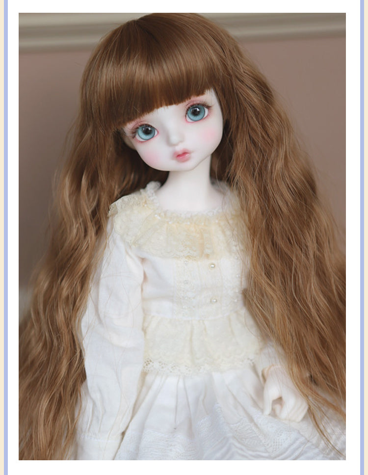 BJD [Doll Wig]- U1247  [not sold separately] -Dark Brown Curly Hair, Long Hair, Noodle Curls, High-Temperature Fiber Wig- 1/4 and 1/6 Scale