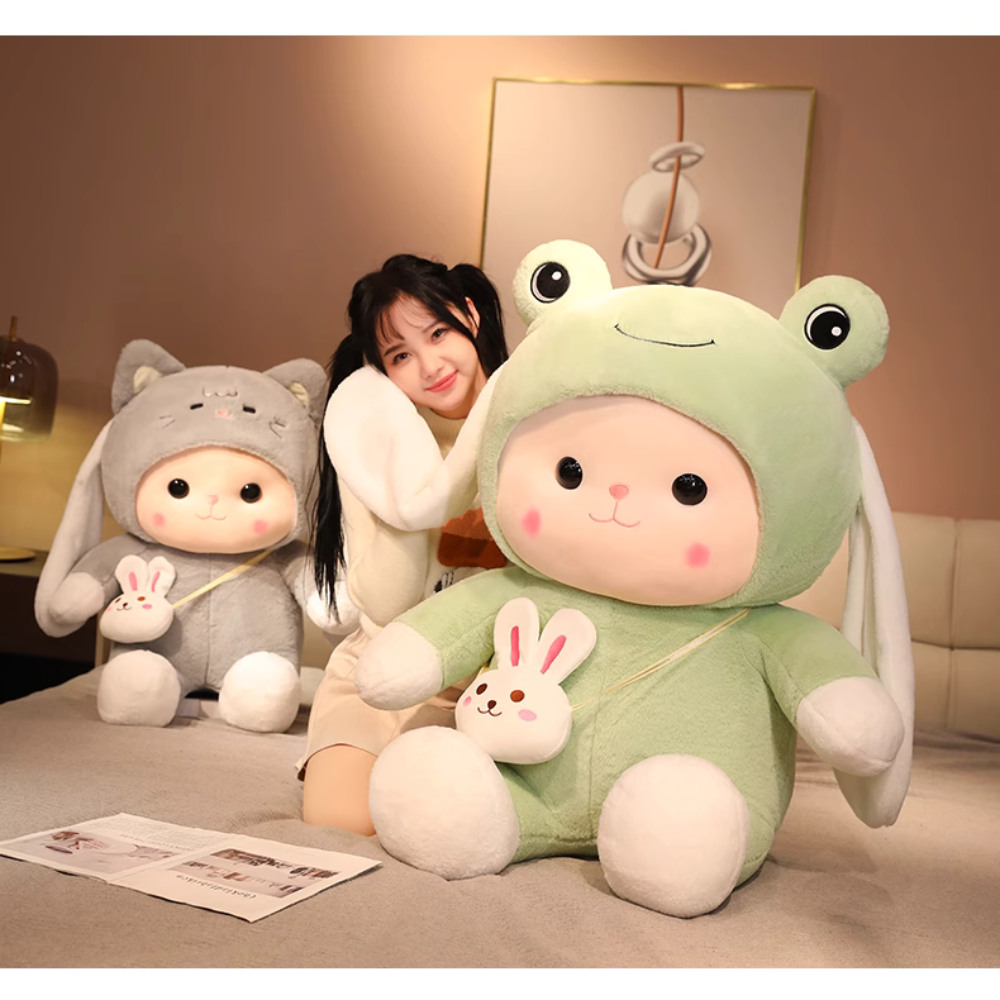 Cute Kawaii Adorable Bunny Plush Toy, Huggable Pillow, Soft Stuffed Animal, Girl's Bed Sleeping Support, Doll, Birthday Gift for Girls. PN5005