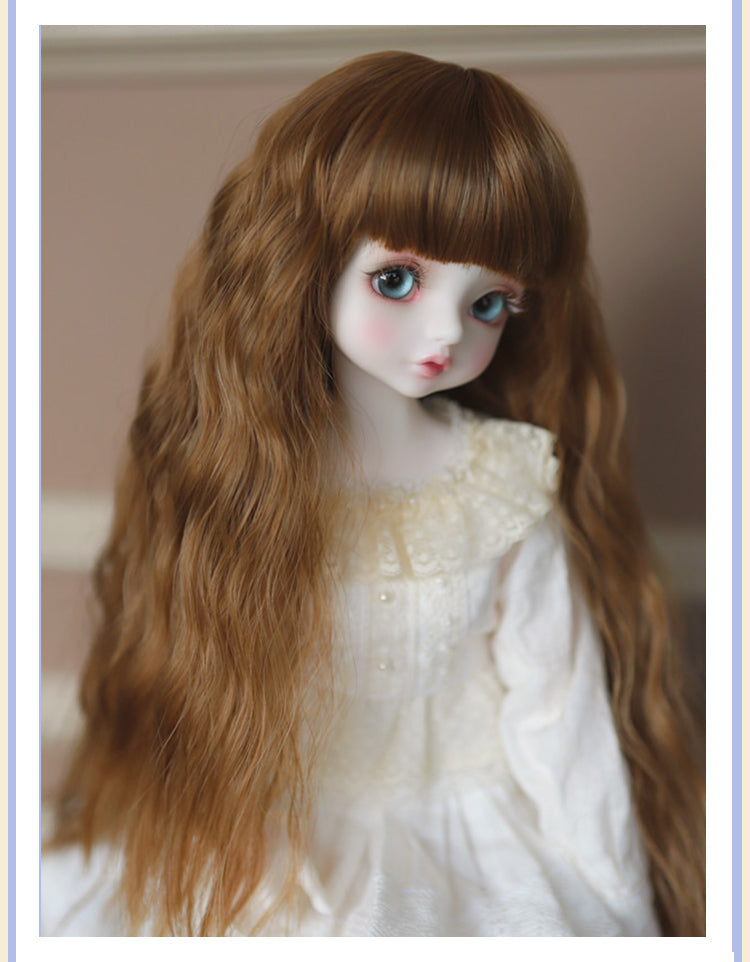 BJD [Doll Wig]- U1247  [not sold separately] -Dark Brown Curly Hair, Long Hair, Noodle Curls, High-Temperature Fiber Wig- 1/4 and 1/6 Scale