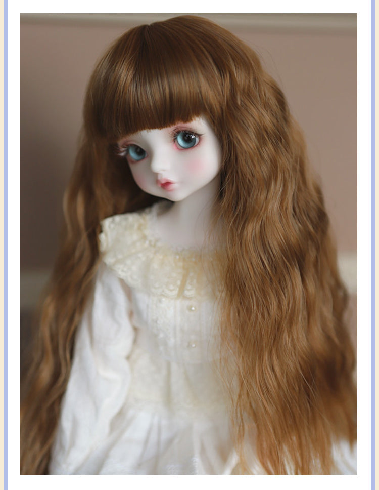 BJD [Doll Wig]- U1247  [not sold separately] -Dark Brown Curly Hair, Long Hair, Noodle Curls, High-Temperature Fiber Wig- 1/4 and 1/6 Scale