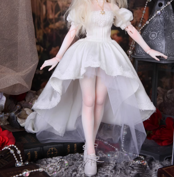[Doll Clothes] Elegant Floor-Length Wedding Gown - Stylish Minimalist BJD SD Doll Clothes (1/6, 1/4, 1/3 Scale)