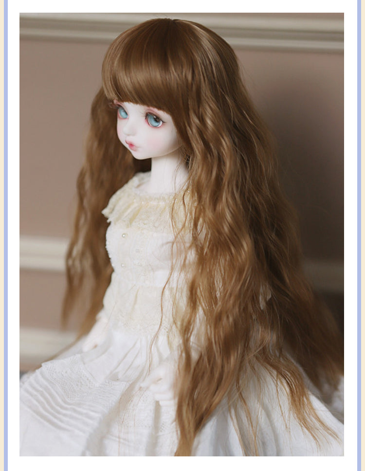 BJD [Doll Wig]- U1247  [not sold separately] -Dark Brown Curly Hair, Long Hair, Noodle Curls, High-Temperature Fiber Wig- 1/4 and 1/6 Scale