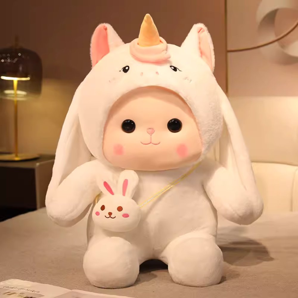 Cute Kawaii Adorable Bunny Plush Toy, Huggable Pillow, Soft Stuffed Animal, Girl's Bed Sleeping Support, Doll, Birthday Gift for Girls. PN5005