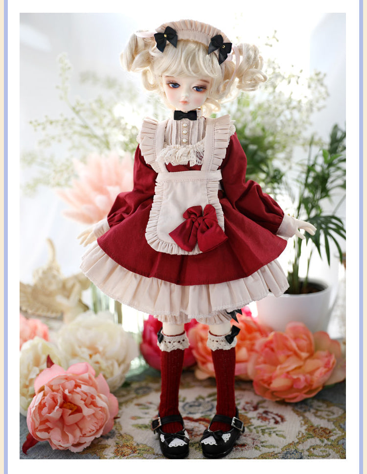 BJD [Doll Clothing]- U1246 Vintage Maid Outfit, Dress, One-Piece Dress, Customizable Sizes, SD Doll Clothing- 1/4, 1/6, 1/3 scale