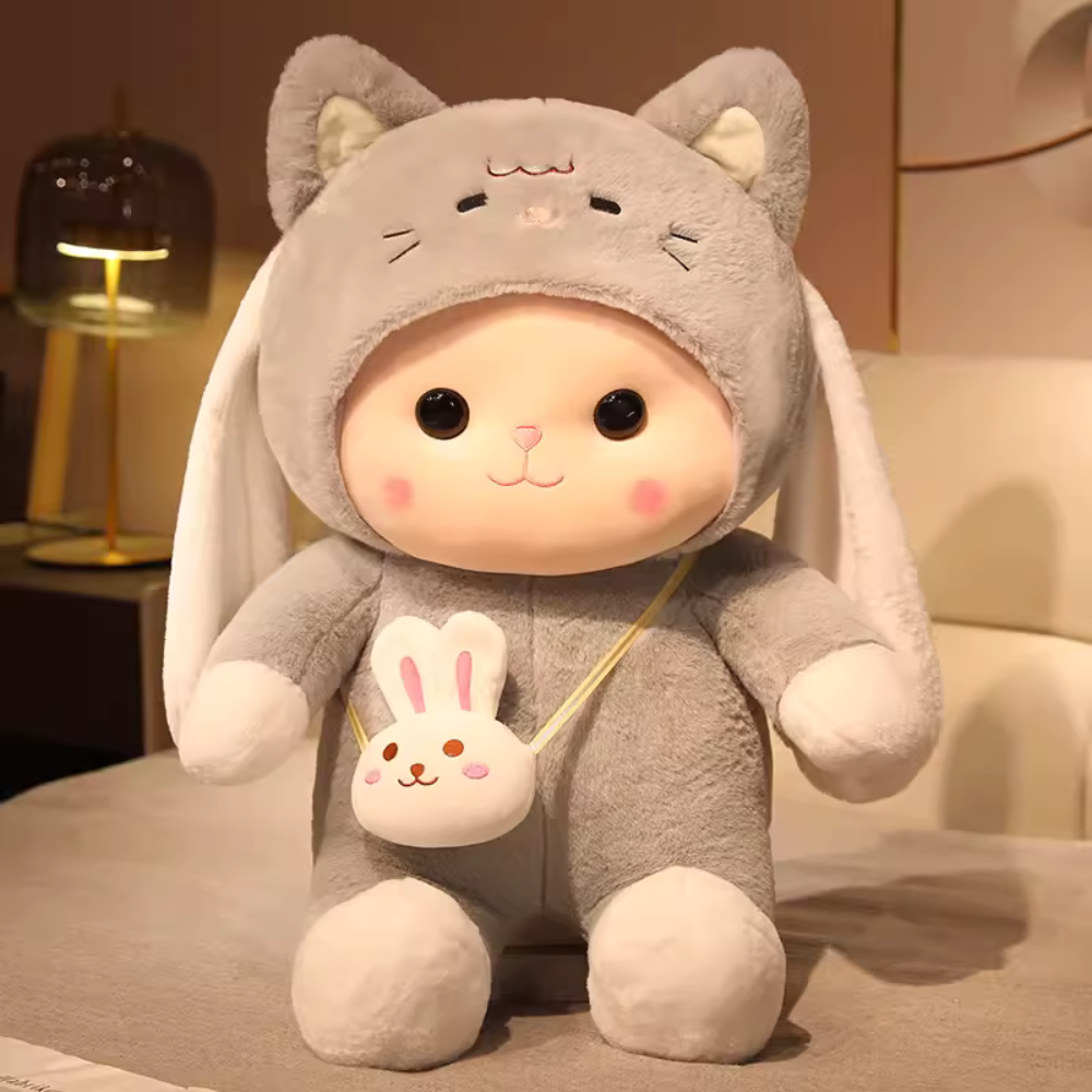 Cute Kawaii Adorable Bunny Plush Toy, Huggable Pillow, Soft Stuffed Animal, Girl's Bed Sleeping Support, Doll, Birthday Gift for Girls. PN5005