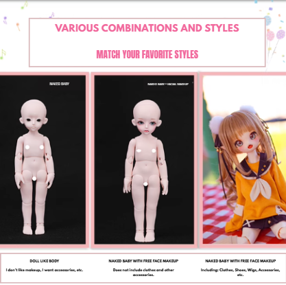 BJD Meow Ji Milk Cat -  Official Open-Mouth Cartoon Style Base Model- 1/4 Scale