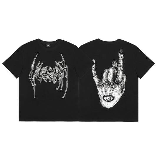 REVENGE Graphic Hand Print T-Shirt