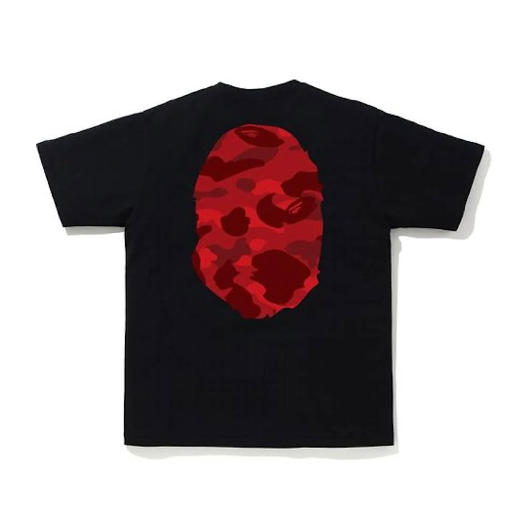 Bape Color Camo Big Ape Head Tee Black Red