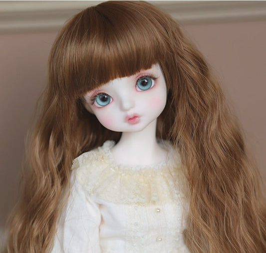 BJD [Doll Wig]- U1247  [not sold separately] -Dark Brown Curly Hair, Long Hair, Noodle Curls, High-Temperature Fiber Wig- 1/4 and 1/6 Scale